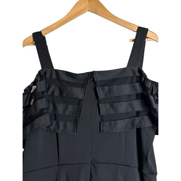 Cold Shoulder Women's Boho Formal Wedding Guest Wide Leg Jumpsuits Size XL Black - Picture 7 of 9